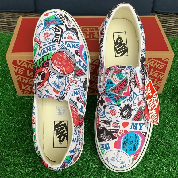 Vans Other - VANS Men’s CLASSIC SLIP-ON VANS MASH UP STICKERS/TRWHT Sneakers